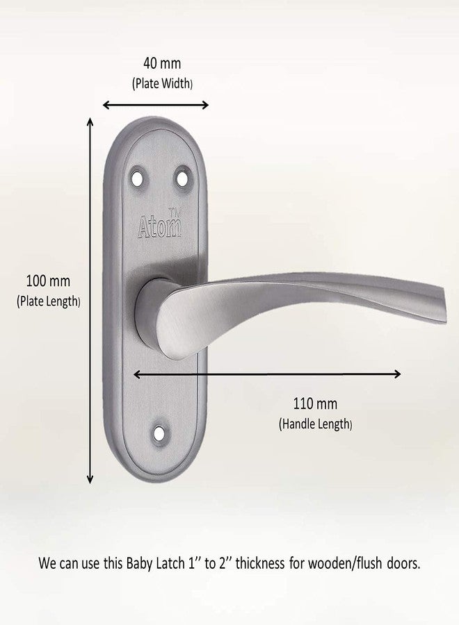 Atom Stainless Steel Bathroom Door Lock | Mortise Door Handle with Baby Latch Lock | Silver Satin Finish | Keyless | Bathroom Lockset for Door | Balcony Toilet Washroom, Innova-Bl - Image 3